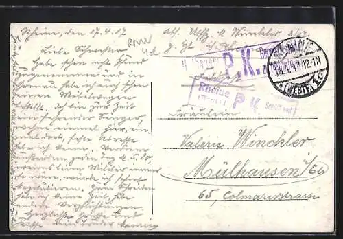 AK Rheine i. W., St. Antonius Basilika, Emsbrücke m. Pfarrkirchen