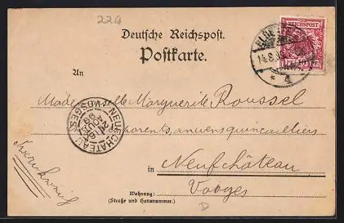 Lithographie Elberfeld, Stadt-Theater, Neues Rathaus, Kaiser Friedrich Denkmal
