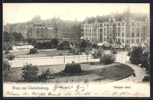 AK Berlin-Charlottenburg, Savigny-Platz mit Strassenbahn