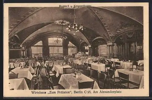 AK Berlin, Gasthaus Zum Prälaten, Am Alexanderplatz, Konzertbogen, Innenansicht
