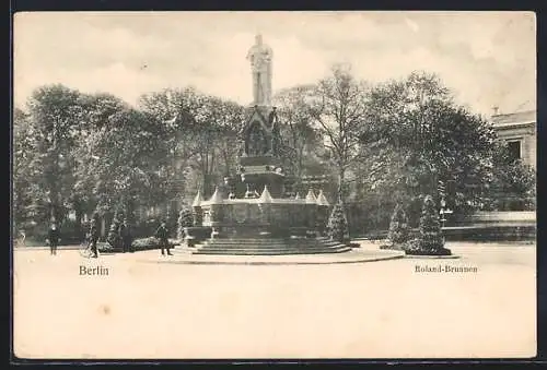 AK Berlin-Tiergarten, Roland-Brunnen im Park