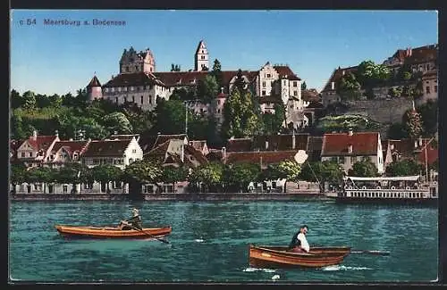 AK Meersburg a. Bodensee, Uferpartie mit zwei Booten