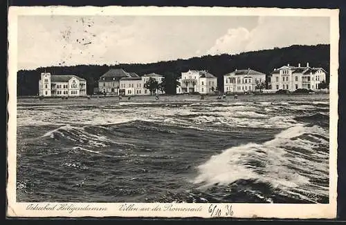 AK Heiligendamm, Villen an der Promenade, vom Wasser gesehen