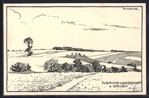 AK Grubo, Fläming-Landschaft Panorama