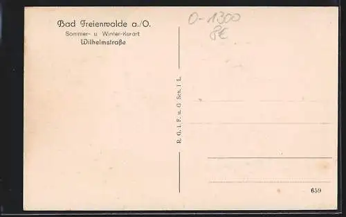 AK Bad Freienwalde a. O., Wilhelmstrasse mit Bäumen