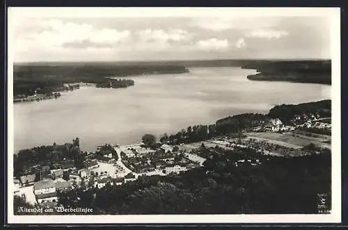 AK Altenhof / Schorfheide, Ortsansicht mit Werbellinsee vom Flieger aus