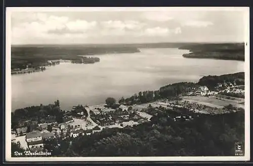 AK Altenhof / Schorfheide, Ortsansicht mit Werbellinsee vom Flieger aus