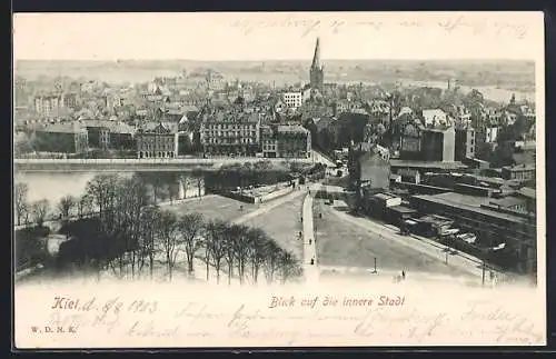AK Kiel, Blick auf die innere Stadt, mit Gewässer
