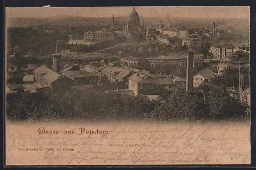 AK Potsdam, Ortsansicht mit Brücke aus der Vogelschau