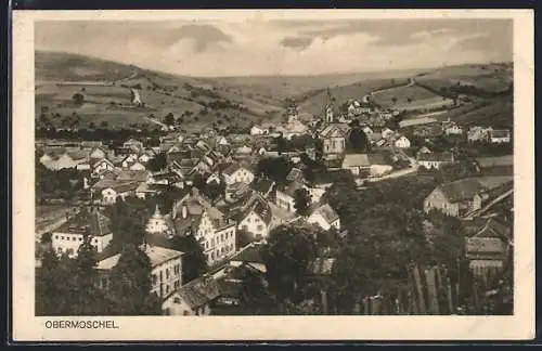 AK Obermoschel, Totalansicht mit Fernblick aus der Vogelschau
