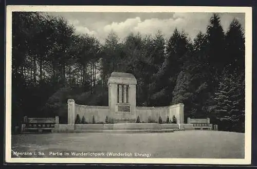 AK Meerane i. Sa., Wunderlich Ehrung im Wunderlichpark