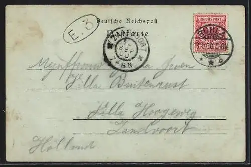 Mondschein-AK Ruhla, Teilansicht mit Bäumen