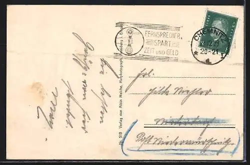 AK Neudorf i. Erzgeb., Teilansicht mit Vierenstrasse, Bethlehemstift und Fichtelberg