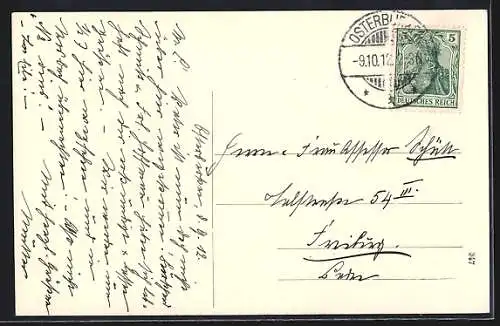 AK Osterburken, Teilansicht mit Strassenpartie