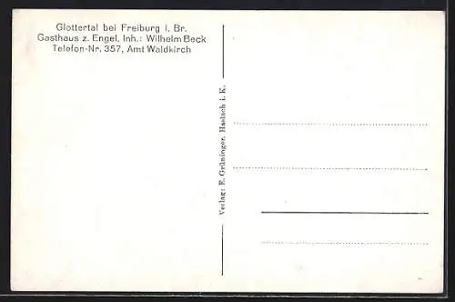 AK Freiburg i. Br., Gasthaus zum Engel im Glottertal