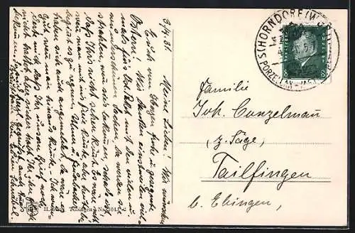 AK Schorndorf i. Remstal, Kirchplatz mit Strassenpartie