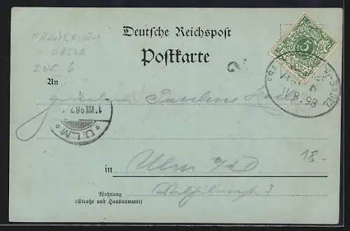 Mondschein-AK Offenburg, Strassenpartie mit Geschäft und Rathaus