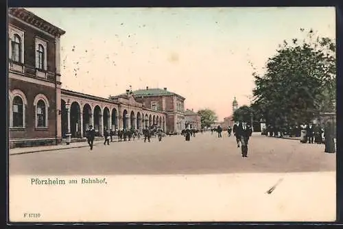 AK Pforzheim, Strassenpartie am Bahnhof