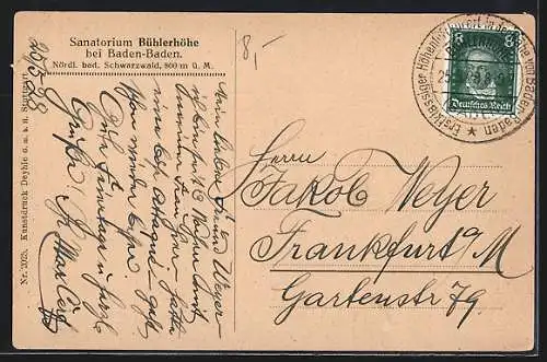 AK Baden-Baden /Bad. Schwarzwald, Weg zum Sanatorium Bühlerhöhe
