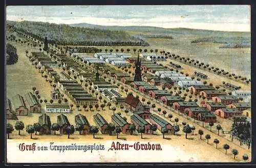 Künstler-AK Altengrabow, der gesamte Truppenübungsplatz