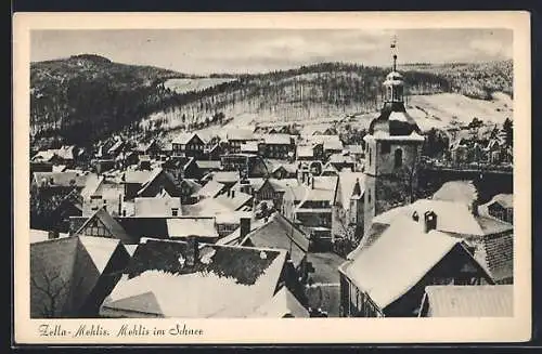 AK Zella-Mehlis, Teilansicht im Schnee