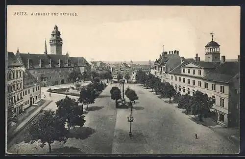 AK Zeitz, Altmarkt mit Rathaus