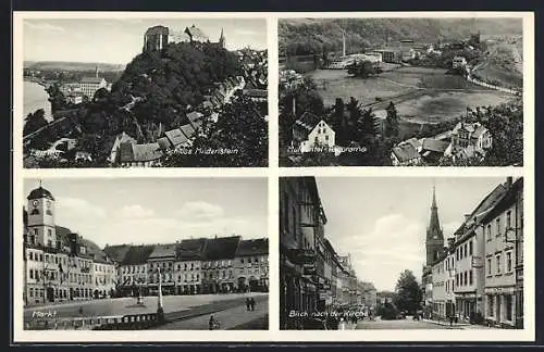AK Leisnig, Markt, Kirche, Schloss Mildenstein