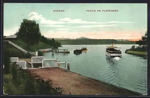 AK Erkner, Partie am Flakensee mit Schiffen