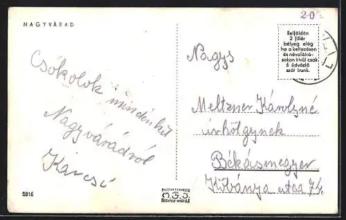 AK Nagyvárad, Kirche, Strassenpartie, Teilansicht aus der Vogelschau