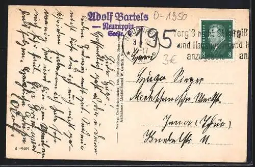 AK Neuruppin, Uferpartie mit Kirche und Segelbooten