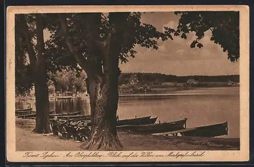 AK Lychen, Am Oberpfuhlsee mit Blick auf die Villen am Markgrafenbusch