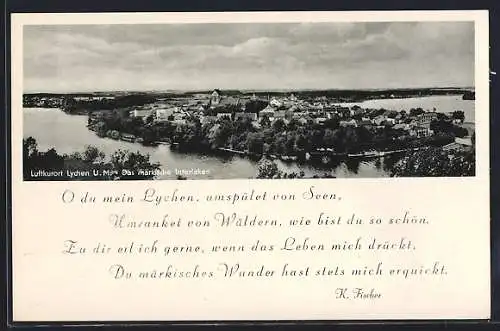 AK Lychen, Ortsansicht aus der Vogelschau