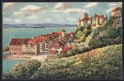 Künstler-AK Meersburg a. B., Unterstadt mit Schloss