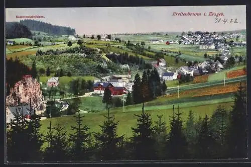 AK Breitenbrunn i. Erzgeb., Teilansicht mit Kammersteinfelsen