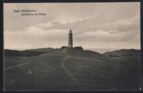 AK Insel Hiddensee, Leuchtturm mit Dünen