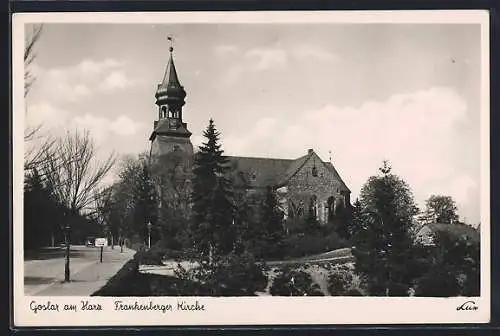 AK Goslar am Harz, Frankenberger Kirche mit Strassenpartie