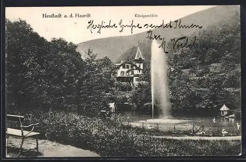 AK Neustadt a. d. Haardt, Königsmühle mit Fontäne
