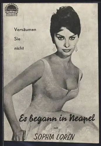 AK Sophia Loren, Werbung für den Film Es begann in Neapel, Portrait