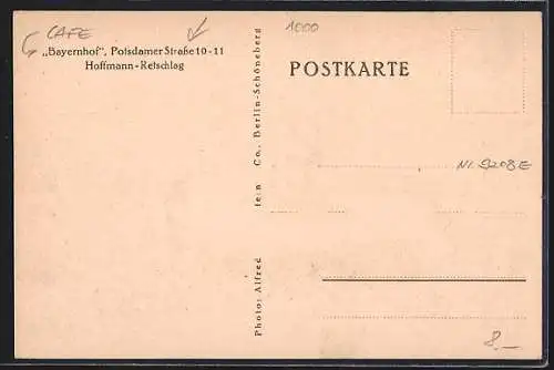 AK Berlin-Tiergarten, Bayernhof, Potsdamer Strasse 10-11, Jagdstübl