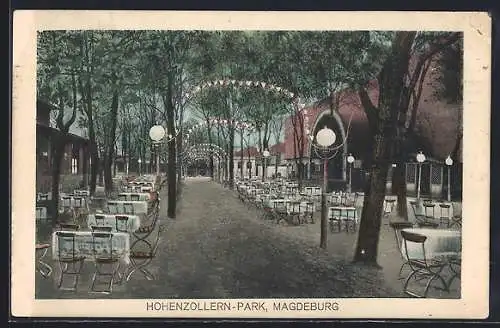 AK Magdeburg, Cafe Hohenzollern-Park mit Wirtschaftsgarten