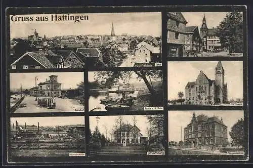 AK Hattingen / Ruhr, Bahnhof, Ruhrpartie, Heinrichshütte, Teilansicht
