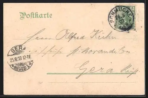 AK Schmücke i. Thür., Hotel und Pension mit Aussichtsturm
