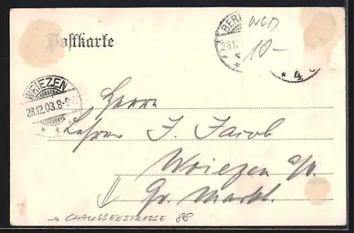 AK Berlin, Berliner Bockbrauerei, Abtheilung II, Gasthof, Chausseestrasse 88
