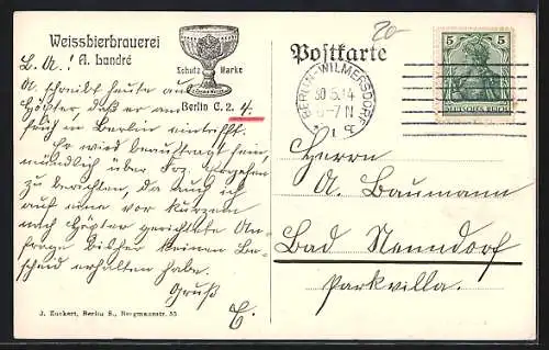 AK Berlin, Weissbierstuben A. Landré, Stralauerstrasse 36-37