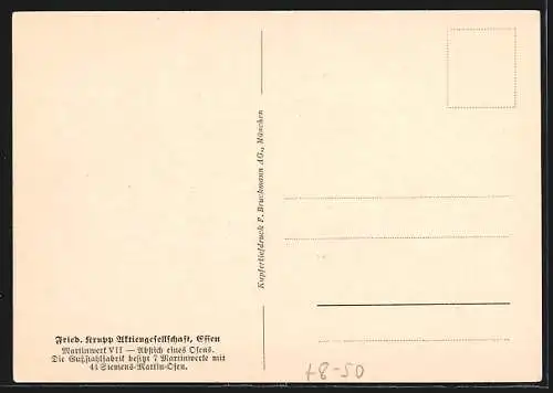 AK Essen, Fried. Krupp Aktiengesellschaft, Martinwerk VII, Abstich eines Ofens