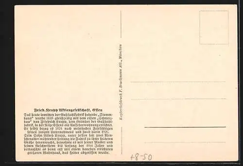 AK Essen, Friedr. Krupp Aktiengesellschaft, Stammhaus wurde 1818 dem 1. Schmelzbau v.Krupp als Aufseherwohnung errichtet