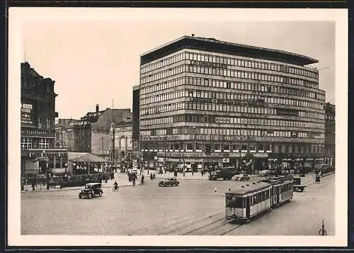 AK Berlin-Tiergarten, Potsdamer Platz mit Strassenbahn