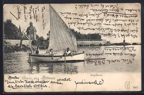 AK Abbazia, Segelboot in Ufernähe