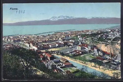 AK Fiume, Ortsansicht aus der Vogelschau
