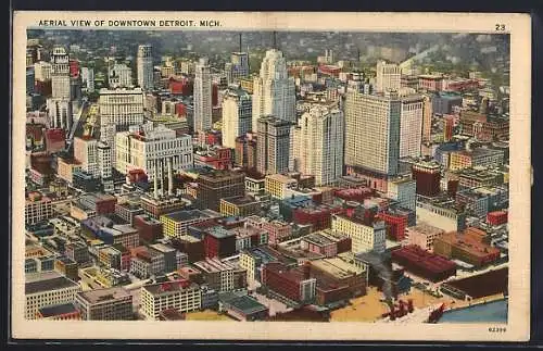 AK Detroit, MI, Aerial View of Downtown